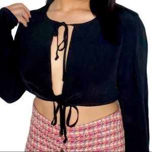 Y2K Cotton Candy LA Front Slit Crop Top